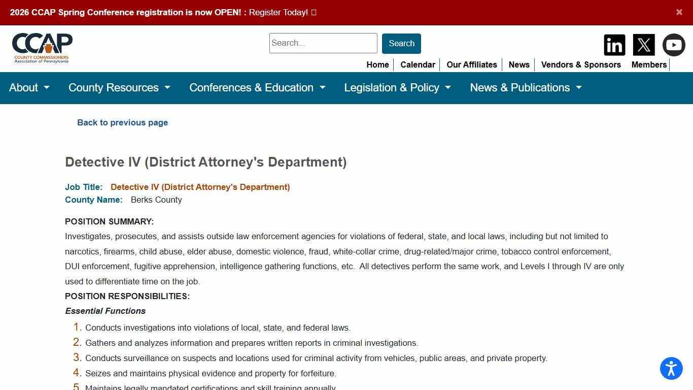 CCAP - Detective IV (District Attorney's Department)
