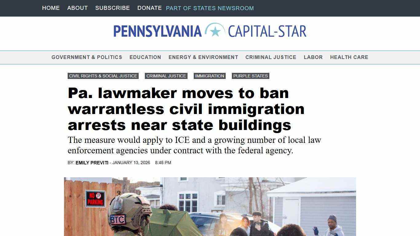 Pa. lawmaker moves to ban warrantless civil immigration arrests near state buildings • Pennsylvania Capital-Star