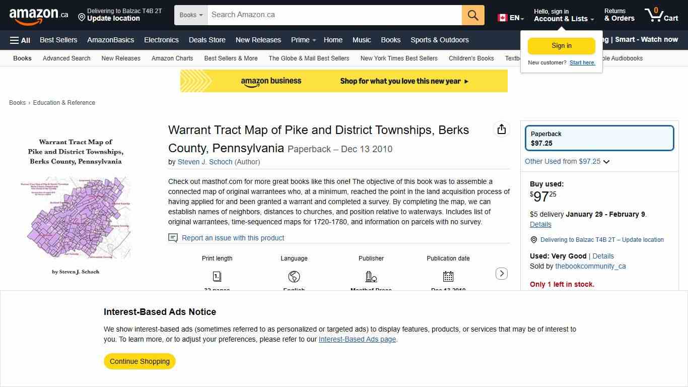 Warrant Tract Map of Pike and District Townships, Berks County, Pennsylvania: Steven J. Schoch: 9781601262790: Books - Amazon.ca