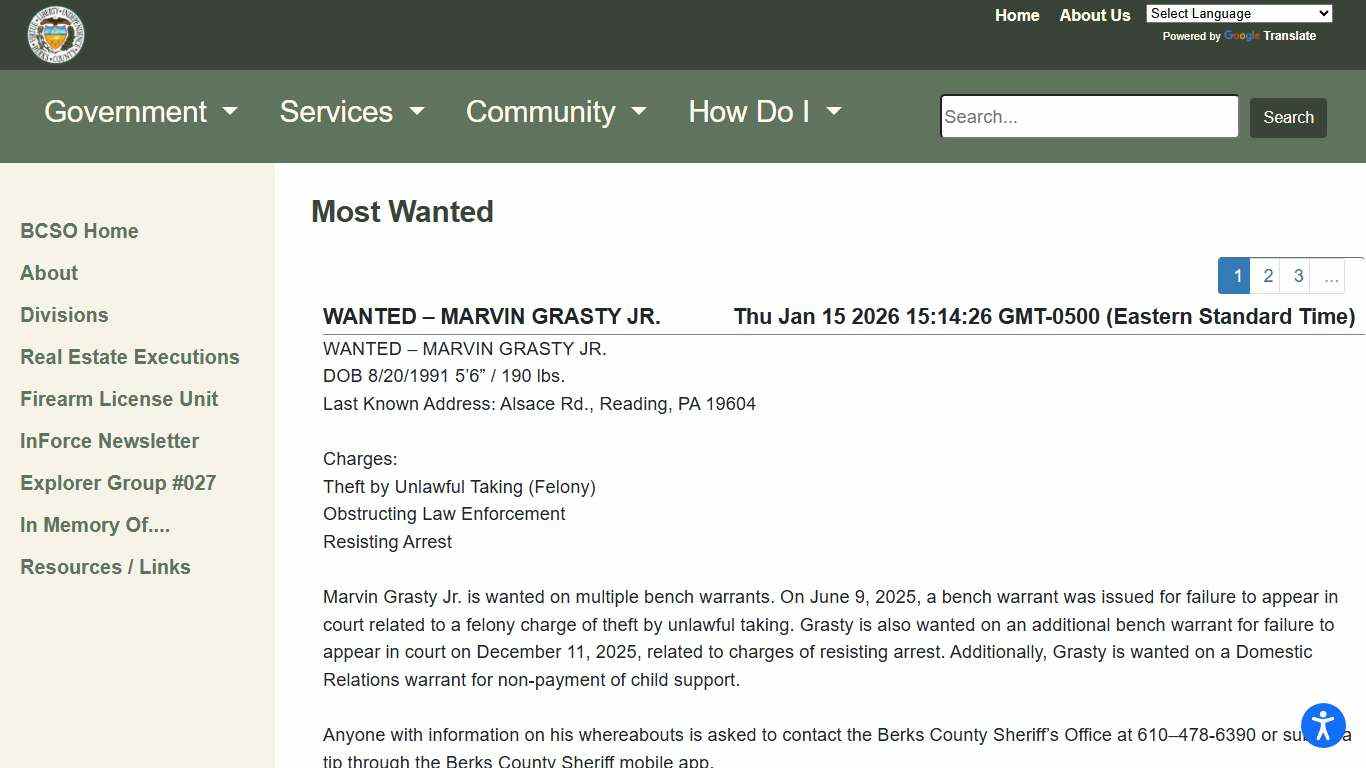 Berks County - Most Wanted